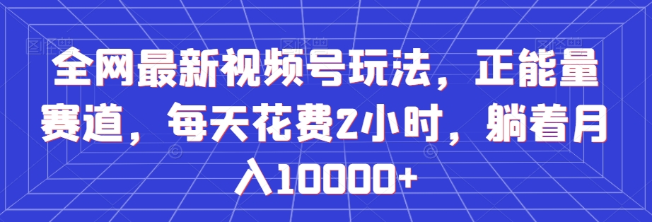 全网最新视频号玩法，正能量赛道，每天花费2小时，躺着月入10000+【揭秘】-快赚