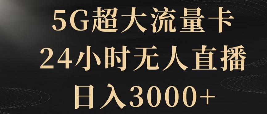 5G超大流量卡，24小时无人直播，日入3000+【揭秘】-快赚