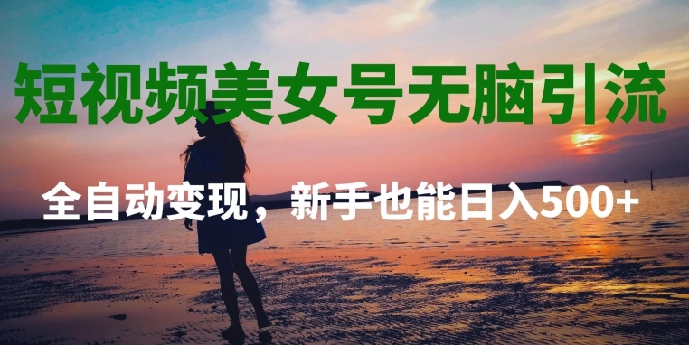 短视频美女号无脑引流，全自动变现，新手也能日入500+-快赚