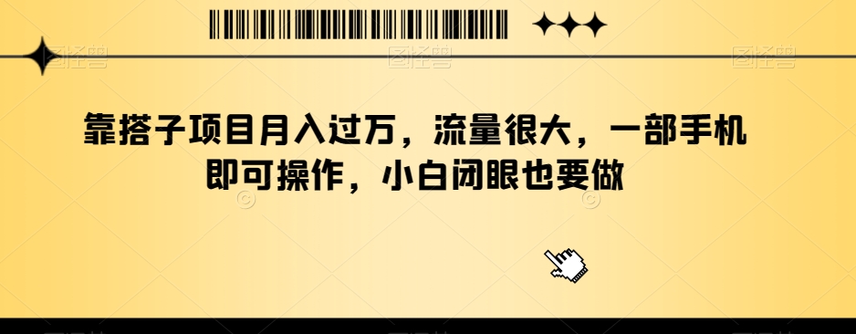 靠搭子项目月入过万，流量很大，一部手机即可操作，小白闭眼也要做-快赚