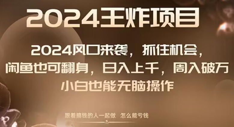 2024风口项目来袭，抓住机会，闲鱼也可翻身，日入上千，周入破万，小白也能无脑操作-快赚