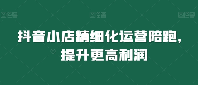 抖音小店精细化运营陪跑，提升更高利润-快赚