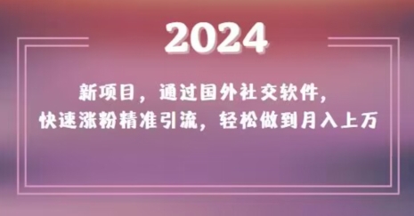 2024新项目，通过国外社交软件，快速涨粉精准引流，轻松做到月入上万【揭秘】-快赚