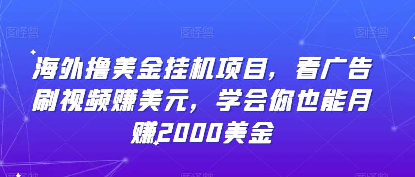 海外撸美金挂机项目，看广告刷视频赚美元，学会你也能月赚2000美金-快赚