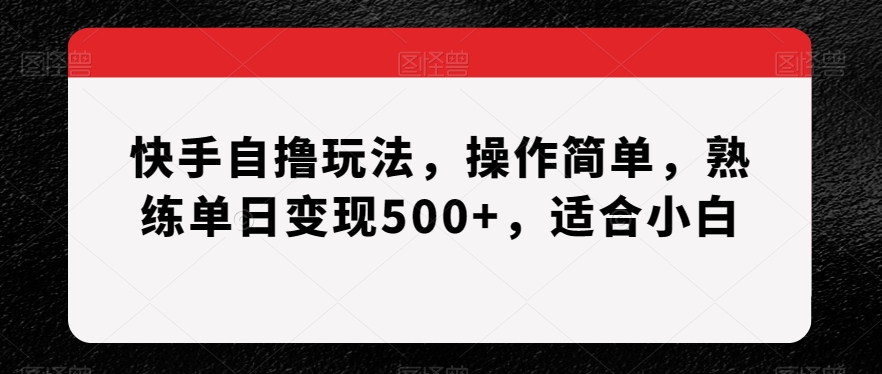快手自撸玩法，操作简单，熟练单日变现500+，适合小白【揭秘】-快赚