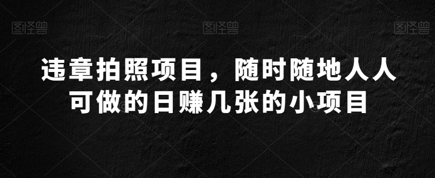 违章拍照项目，随时随地人人可做的日赚几张的小项目-快赚