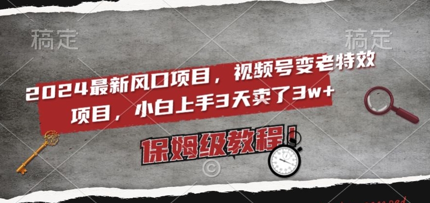2024最新风口项目，视频号变老特效项目，电脑小白上手3天卖了3w+，保姆级教程【揭秘】-快赚
