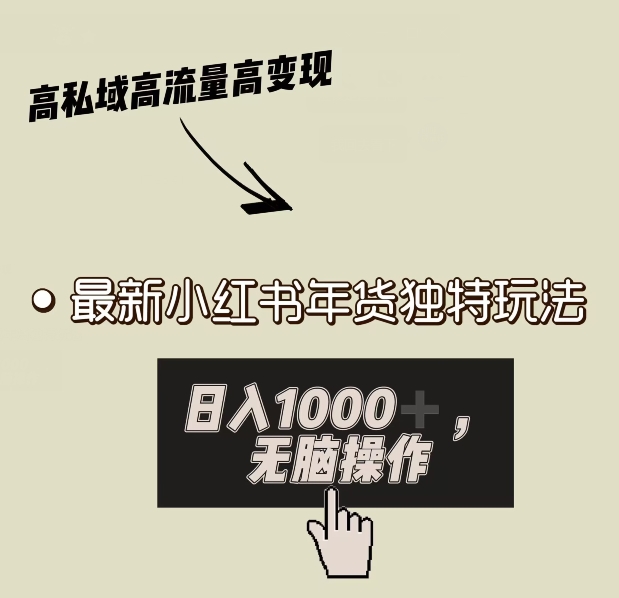 小红书年货独特玩法，高私域高流量高变现，日入1000+小白易上手-快赚