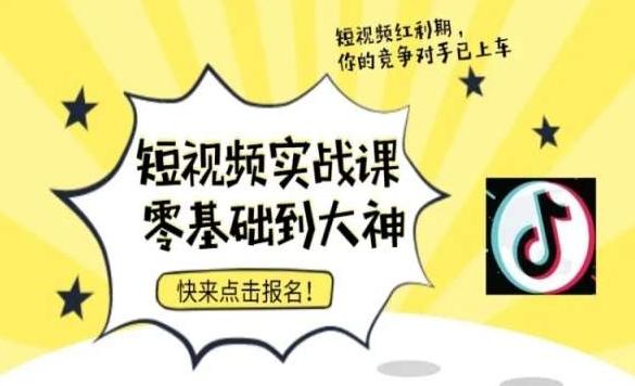 短视频零基础落地实操训练营，短视频实战课零基础到大神-快赚