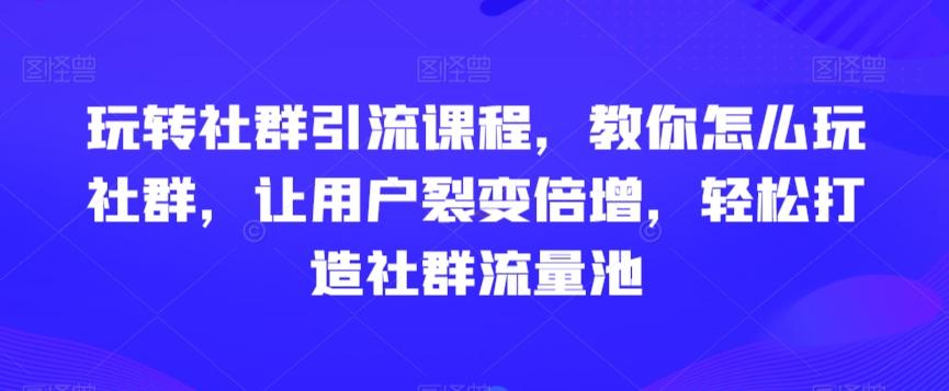 玩转社群引流课程，教你怎么玩社群，让用户裂变倍增，轻松打造社群流量池-快赚