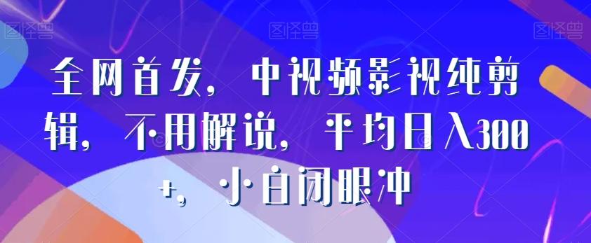 全网首发，中视频影视纯剪辑，不用解说，平均日入300+，小白闭眼冲-快赚
