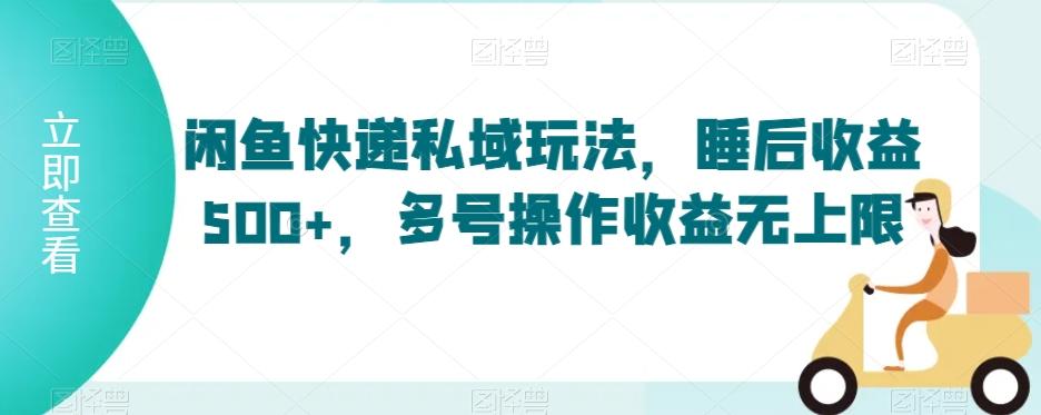 闲鱼快递私域玩法，睡后收益500+，多号操作收益无上限【揭秘】-快赚