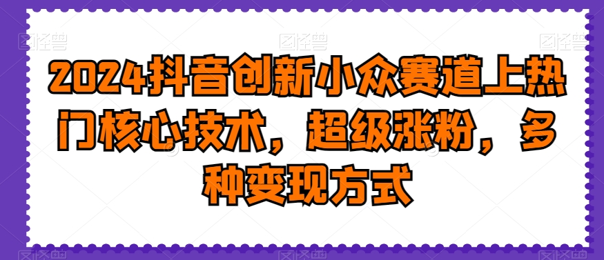 2024抖音创新小众赛道上热门核心技术，超级涨粉，多种变现方式【揭秘】-快赚