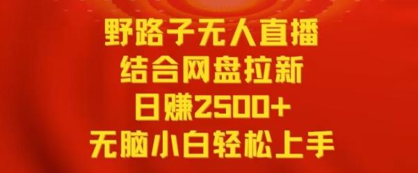 野路子无人直播结合网盘拉新，日赚2500+，小白无脑轻松上手【揭秘】-快赚