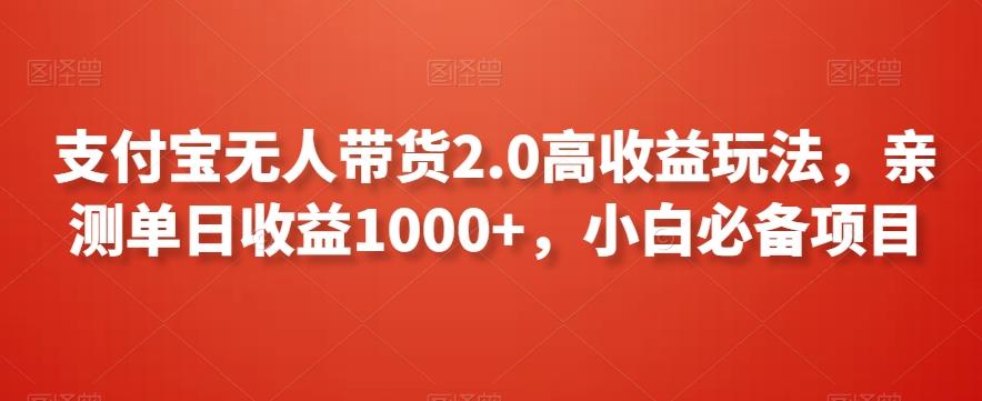 支付宝无人带货2.0高收益玩法，亲测单日收益1000+，小白必备项目【揭秘】-快赚
