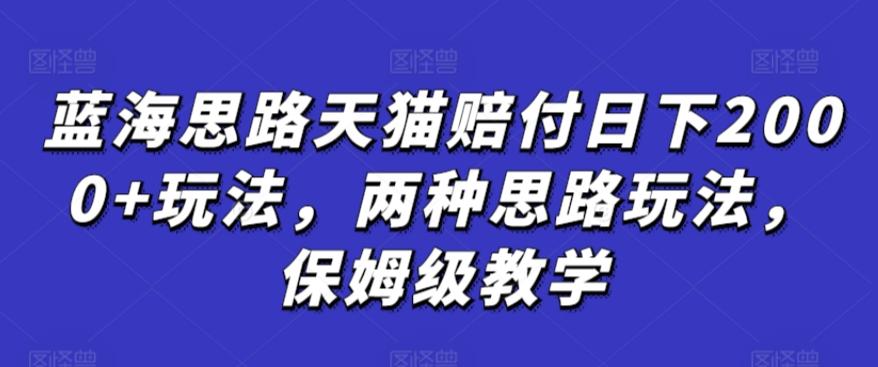 蓝海思路天猫赔付日下2000+玩法，两种思路玩法，保姆级教学【仅揭秘】-快赚
