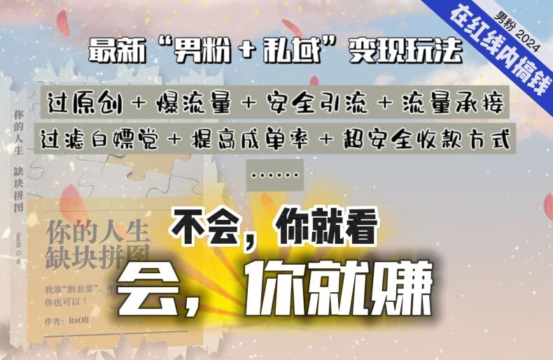 2024，“男粉+私域”还是最耐造、最赚、最轻松、最愉快的变现方式【揭秘】-快赚