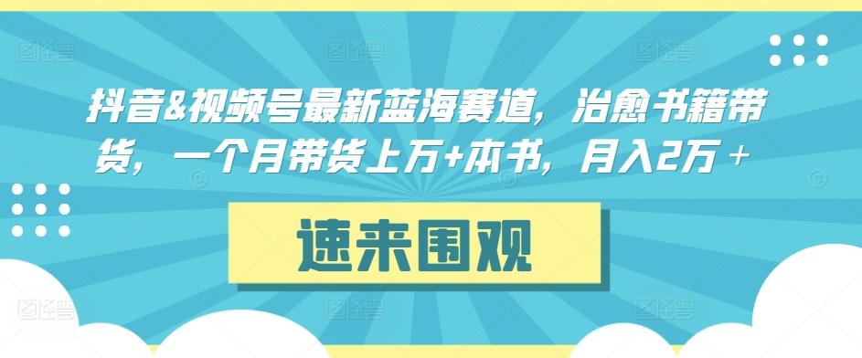 抖音&视频号最新蓝海赛道，治愈书籍带货，一个月带货上万+本书，月入2万＋【揭秘】-快赚