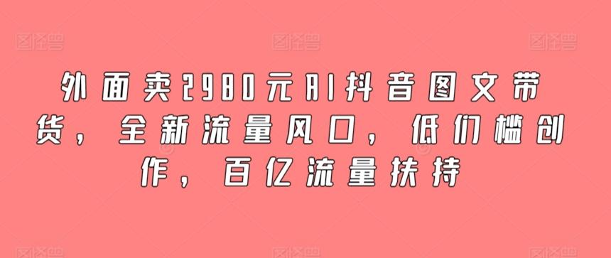 外面卖2980元AI抖音图文带货，全新流量风口，低们槛创作，百亿流量扶持-快赚