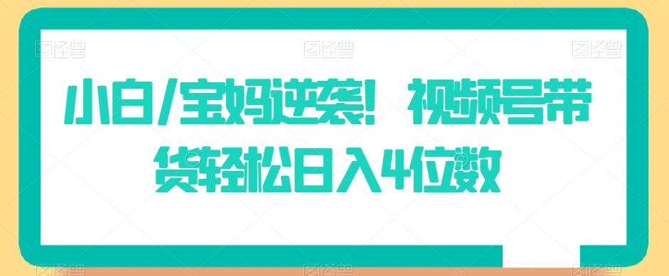 小白/宝妈逆袭！视频号带货轻松日入4位数【揭秘】-快赚