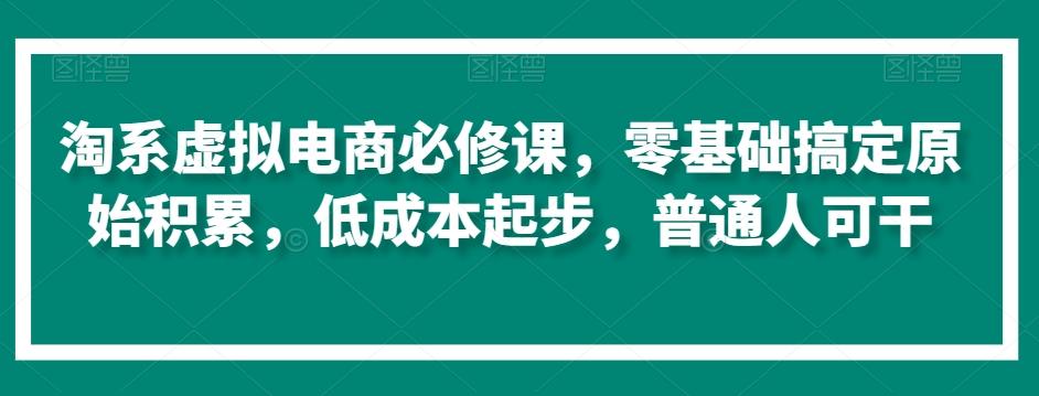 淘系虚拟电商必修课，零基础搞定原始积累，低成本起步，普通人可干-快赚
