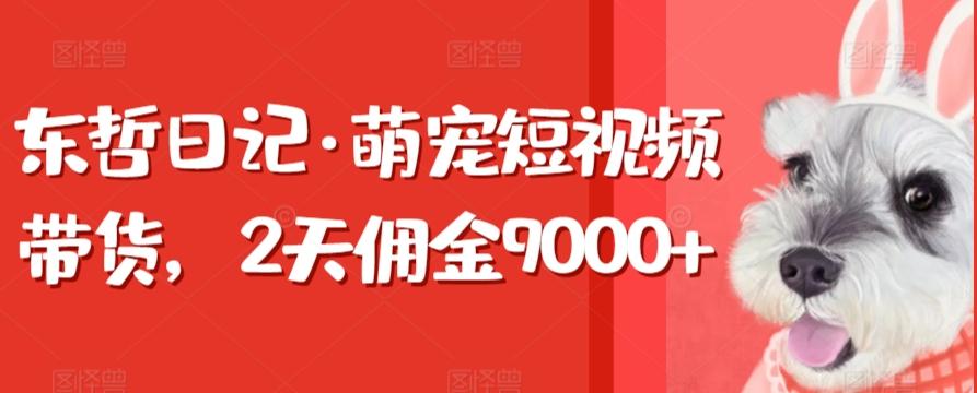 东哲日记·萌宠短视频带货，2天佣金9000+-快赚