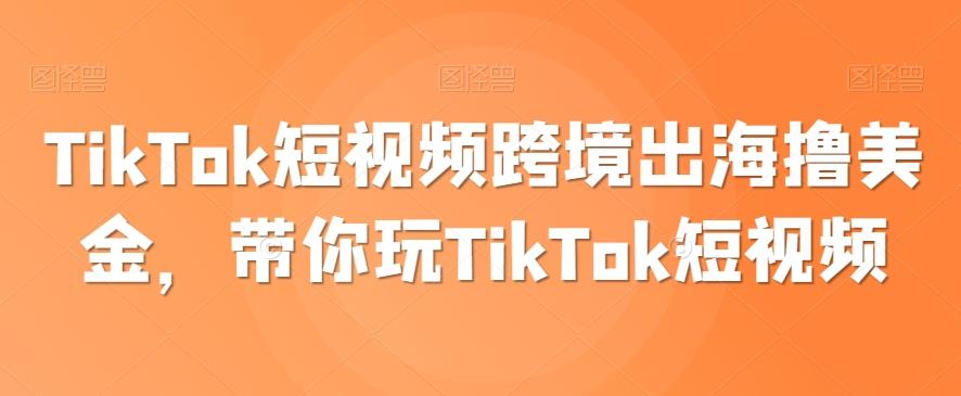 TikTok短视频跨境出海撸美金，带你玩TikTok短视频-快赚