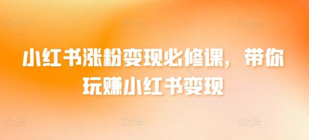 小红书涨粉变现必修课，带你玩赚小红书变现-快赚