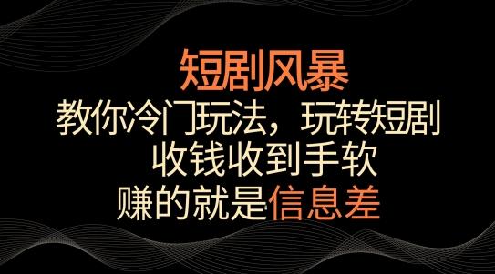 短剧风暴，教你冷门玩法，玩转短剧，收钱收到手软【揭秘】-快赚
