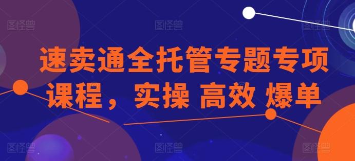 速卖通全托管专题专项课程，实操 高效 爆单-快赚