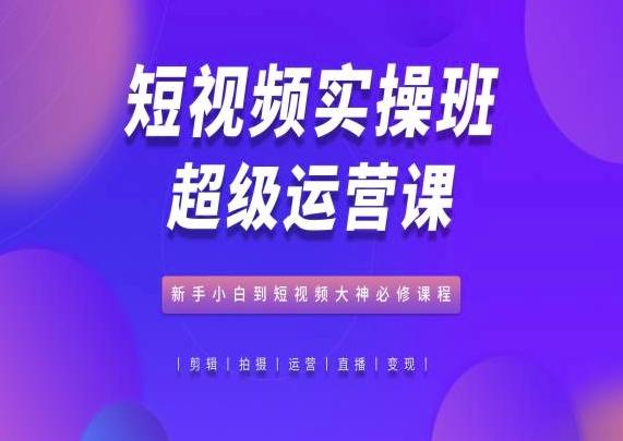 短视频实操班超级运营课，新手小白到短视频大神必修课程-快赚