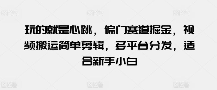 玩的就是心跳，偏门赛道掘金，视频搬运简单剪辑，多平台分发，适合新手小白【揭秘】-快赚