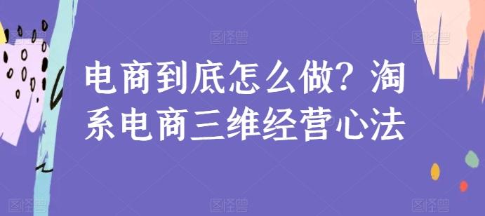 电商到底怎么做？淘系电商三维经营心法-快赚