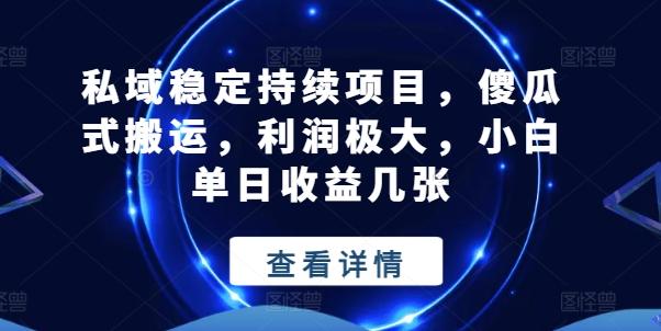 私域稳定持续项目，傻瓜式搬运，利润极大，小白单日收益几张【揭秘】-快赚