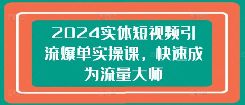2024实体短视频引流爆单实操课，快速成为流量大师-快赚
