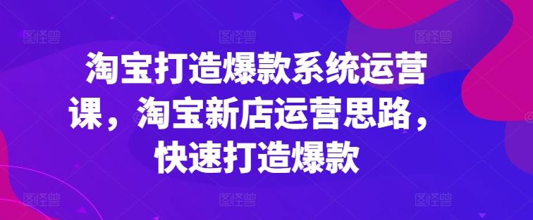 淘宝打造爆款系统运营课，淘宝新店运营思路，快速打造爆款-快赚