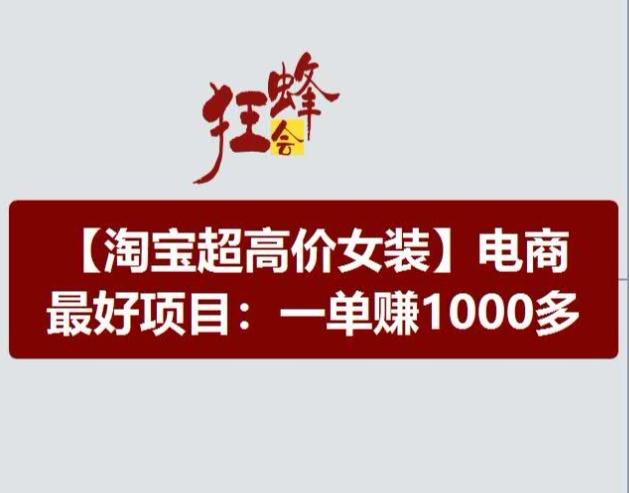 淘宝超高价女装项目，电商最好赛道，一单赚1000多-快赚