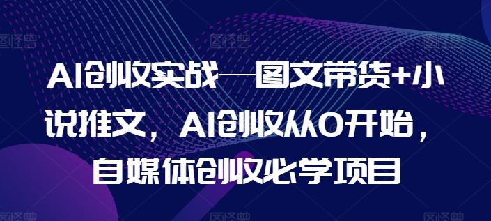 AI创收实战—图文带货+小说推文，AI创收从0开始，自媒体创收必学项目-快赚