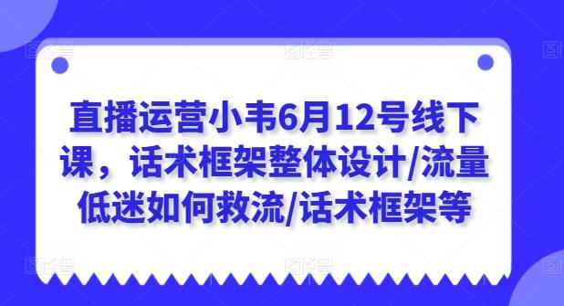 直播运营小韦6月12号线下课，话术框架整体设计/流量低迷如何救流/话术框架等-快赚