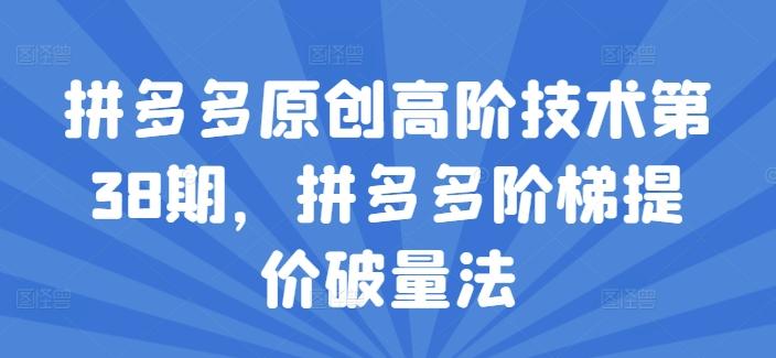 拼多多原创高阶技术第38期，拼多多阶梯提价破量法-快赚
