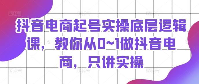抖音电商起号实操底层逻辑课，教你从0~1做抖音电商，只讲实操-快赚