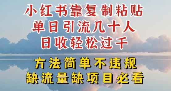 小红书靠复制粘贴单日引流几十人目收轻松过千，方法简单不违规【揭秘】-快赚