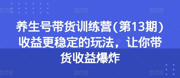 养生号带货训练营(第13期)收益更稳定的玩法，让你带货收益爆炸-快赚