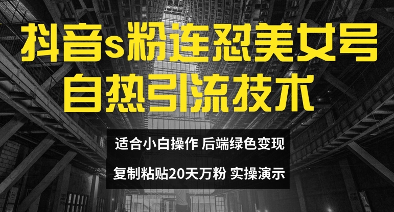 抖音s粉连怼美女号自热引流技术复制粘贴，20天万粉账号，无需实名制，矩阵操作【揭秘】-快赚