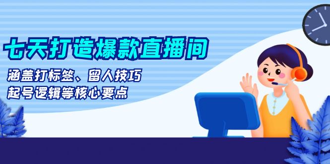 七天打造爆款直播间：涵盖打标签、留人技巧、起号逻辑等核心要点-快赚