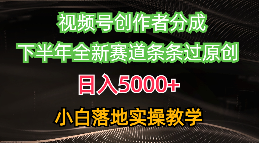 视频号创作者分成最新玩法，日入5000+  下半年全新赛道条条过原创，小…-快赚