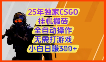 25年独家CSGO挂G搬砖，全自动操作，无需打游戏，小白日入3张+【揭秘】-快赚