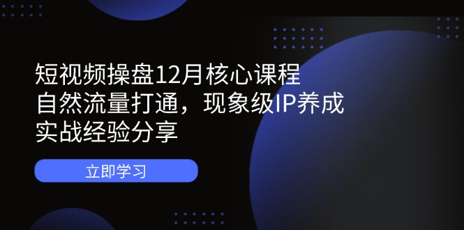 短视频操盘12月核心课程：自然流量打通，现象级IP养成，实战经验分享-快赚