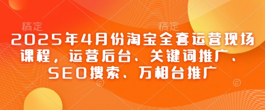 2025年4月份淘宝全套运营现场课程，运营后台、关键词推广、SEO搜索、万相台推广-快赚