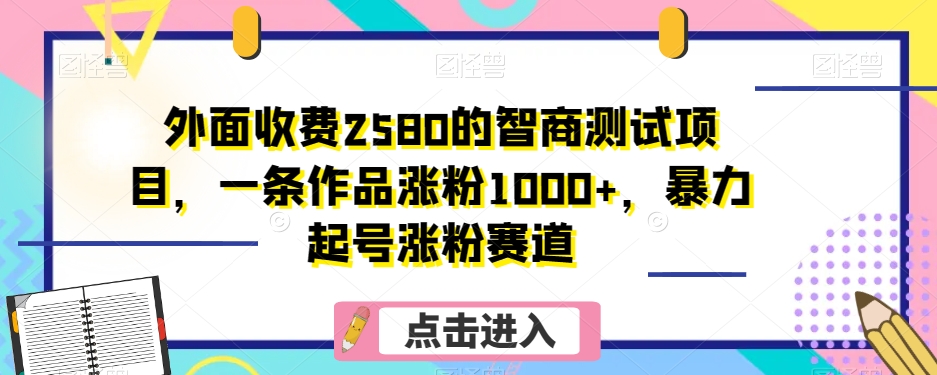 外面收费2580的智商测试项目，一条作品涨粉1000+，暴力起号涨粉赛道【揭秘】-快赚